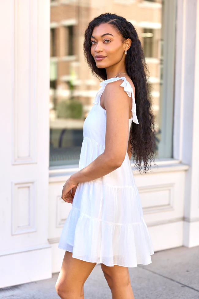 It's My Day White Smocked Top Mini Dress - Image 3