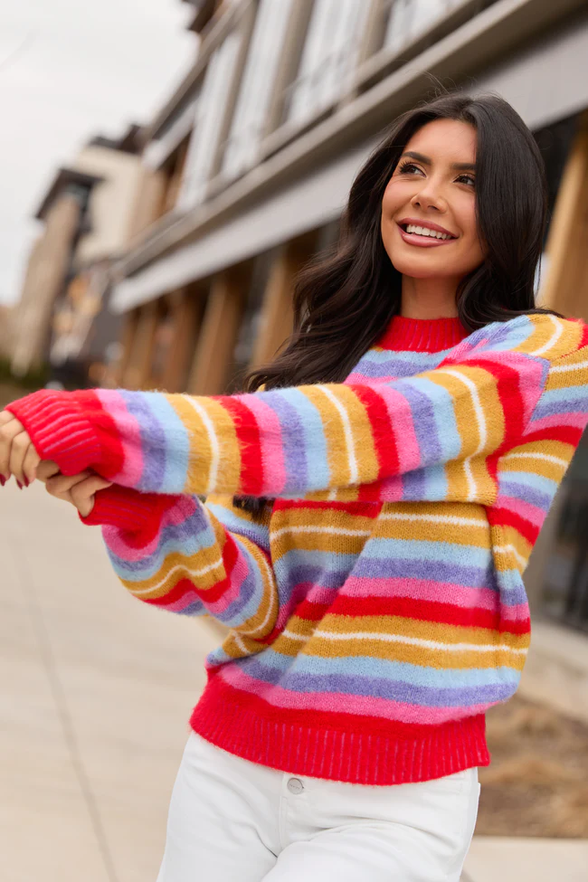 Jackie Bright Striped Crewneck Sweater FINAL SALE