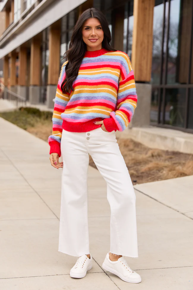 Jackie Bright Striped Crewneck Sweater FINAL SALE - Image 2