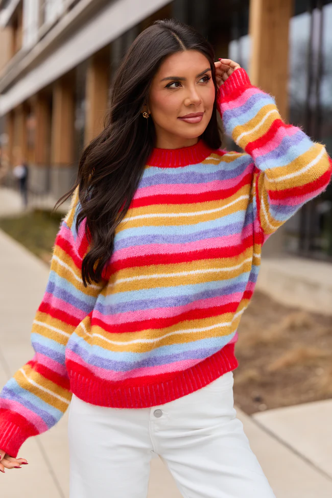 Jackie Bright Striped Crewneck Sweater FINAL SALE - Image 3