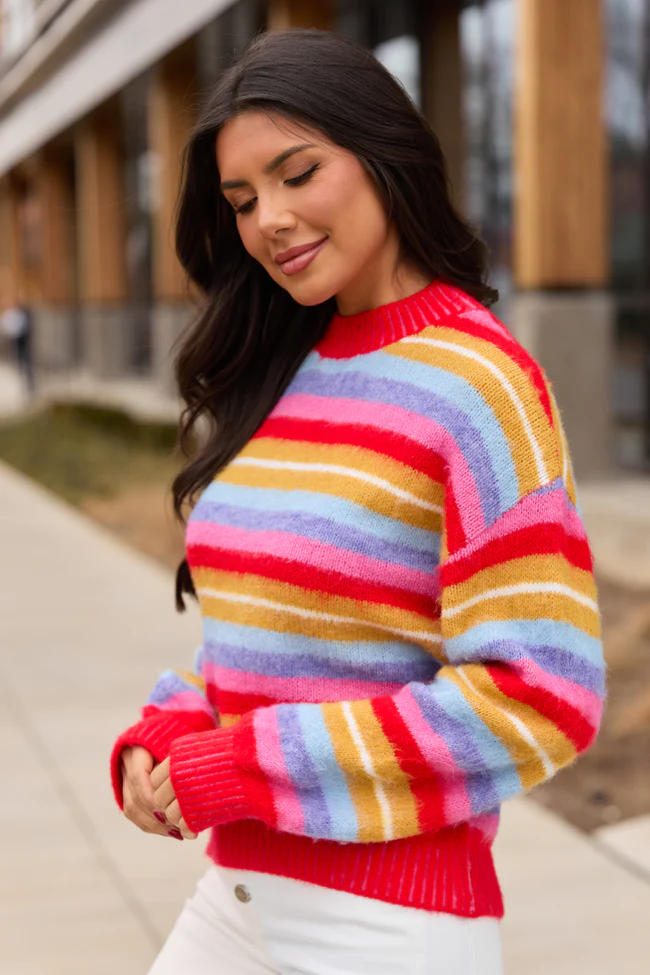 Jackie Bright Striped Crewneck Sweater FINAL SALE - Image 4