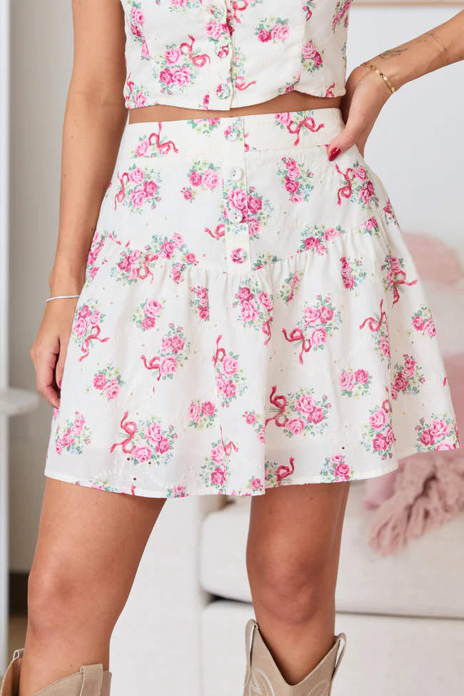 Jacqueline Floral Bow Skirt - Image 2