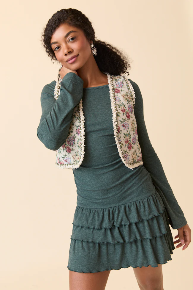 Janelle Forest Ruffle Knit Mini Dress FINAL SALE - Image 5