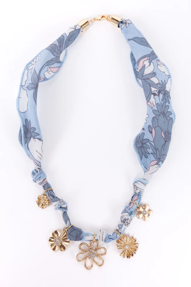 Jayda Blue Scarf Charm Necklace - Image 2