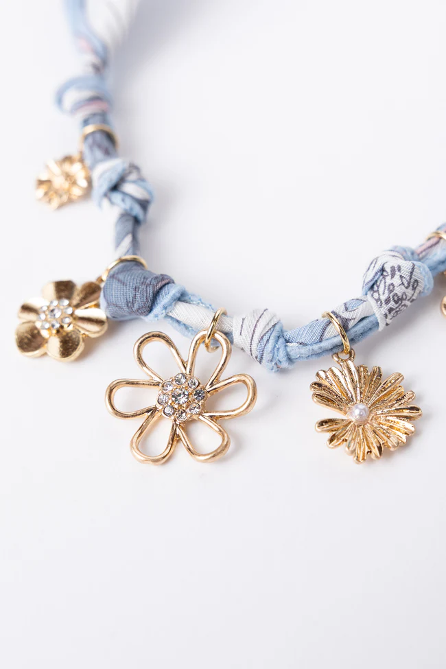 Jayda Blue Scarf Charm Necklace - Image 3