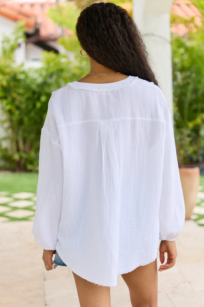 Jenna White Gauze V-Neck Tunic - Image 5