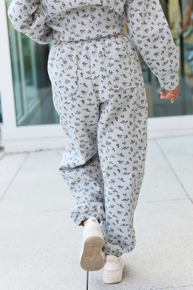 Jolie Grey Floral Sweatpants SALE - Image 4