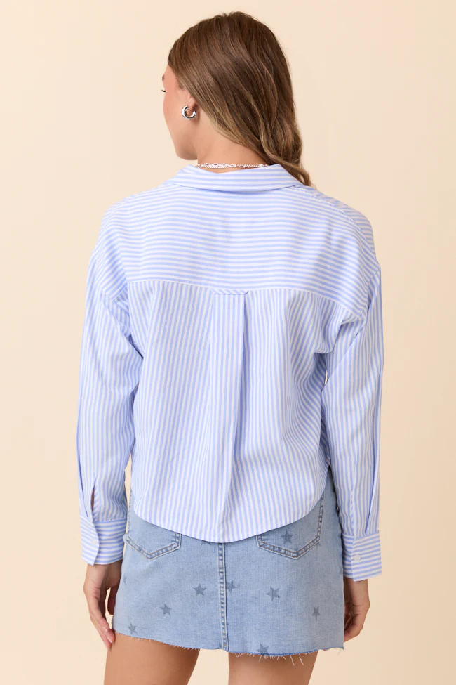 Juliana Cropped Blue Striped Shirt FINAL SALE - Image 6