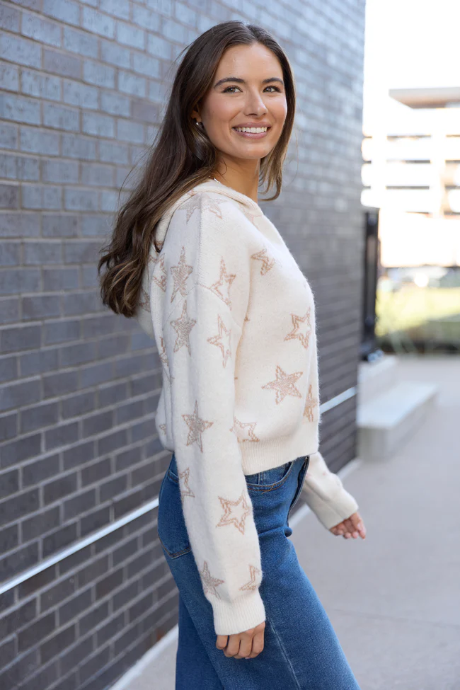 June Star Print Zip Up Sweater FINAL SALE - Image 4