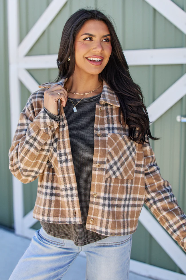 Kai Brown Plaid Oversized Shacket FINAL SALE