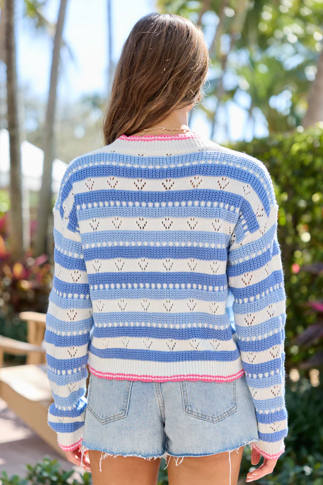 Kambry Blue Striped Pink Trim Cardigan - Image 5