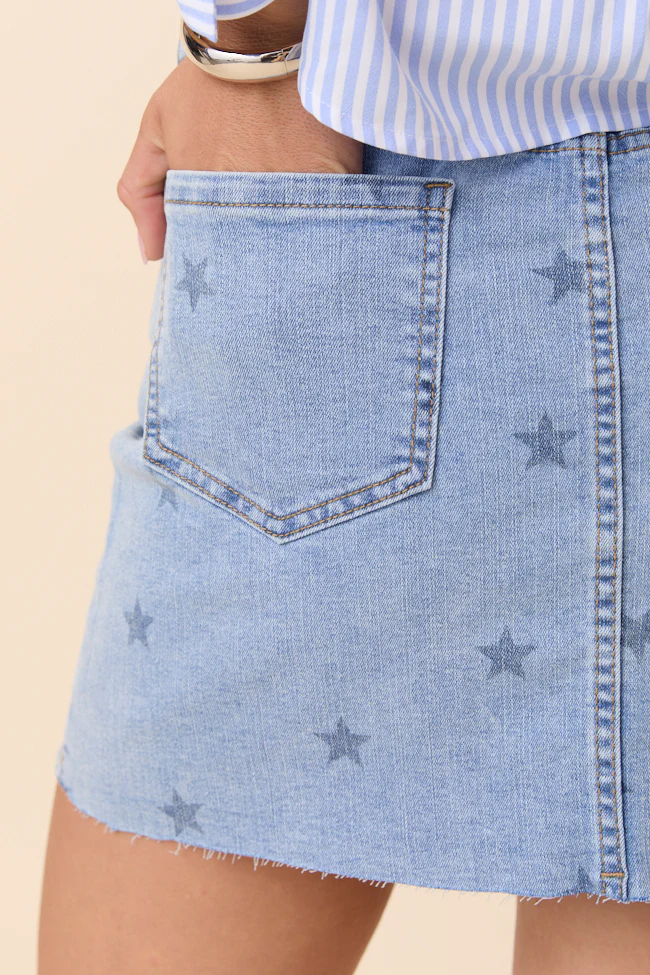 Katherine Star Print Denim Mini Skirt FINAL SALE - Image 6