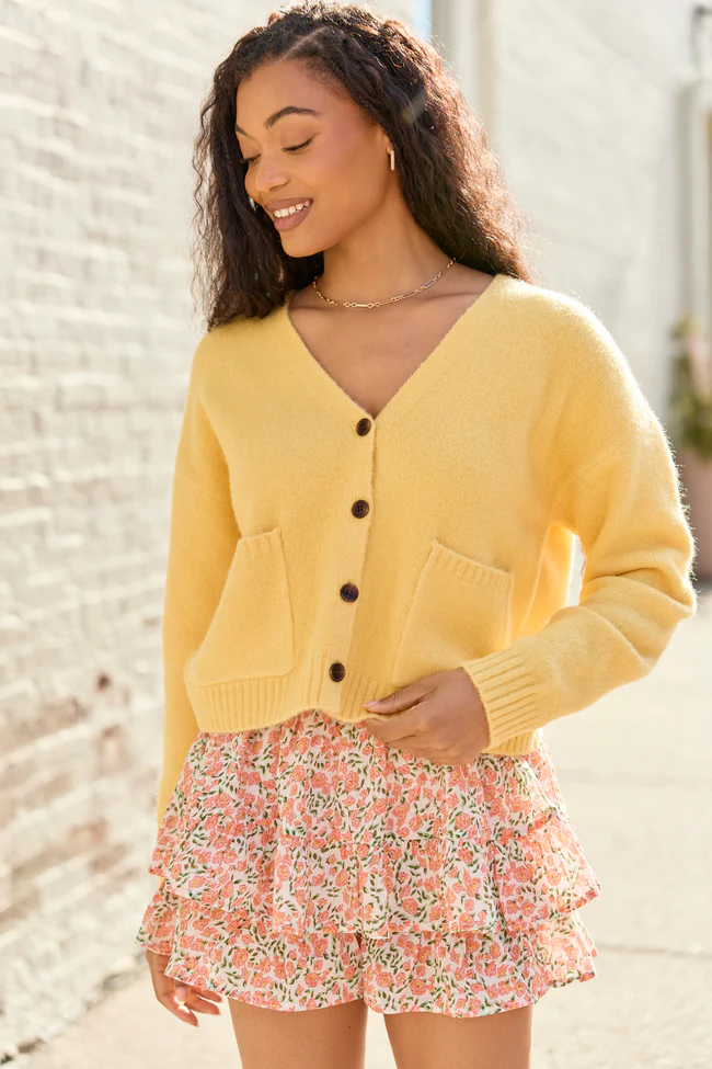 Kathryn Yellow Long Sleeve Cardigan - Image 3