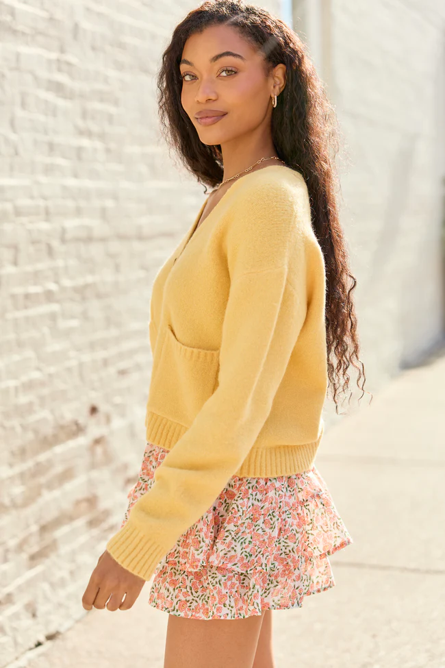 Kathryn Yellow Long Sleeve Cardigan - Image 4