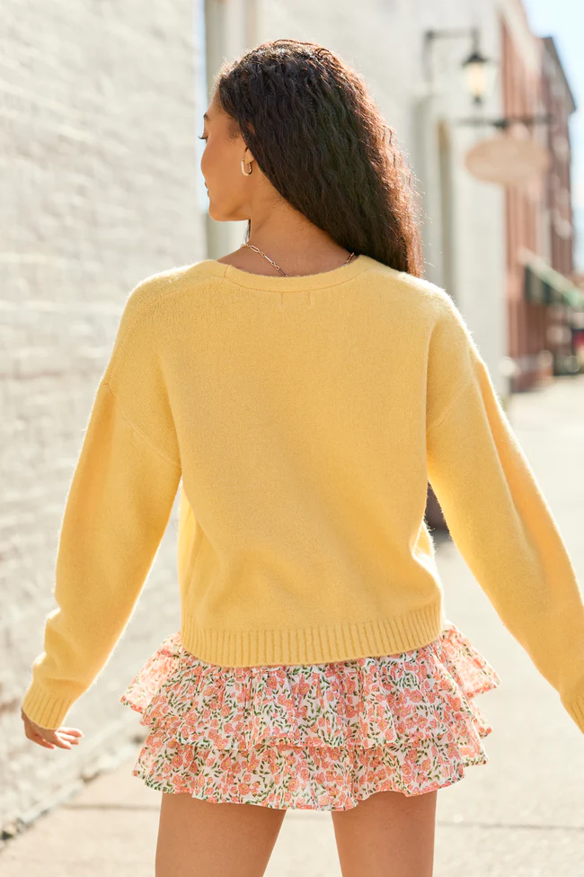 Kathryn Yellow Long Sleeve Cardigan - Image 5