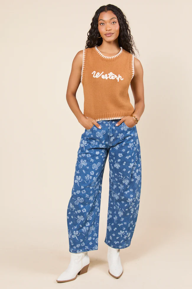 Katie Floral Printed Barrel Jeans FINAL SALE - Image 4