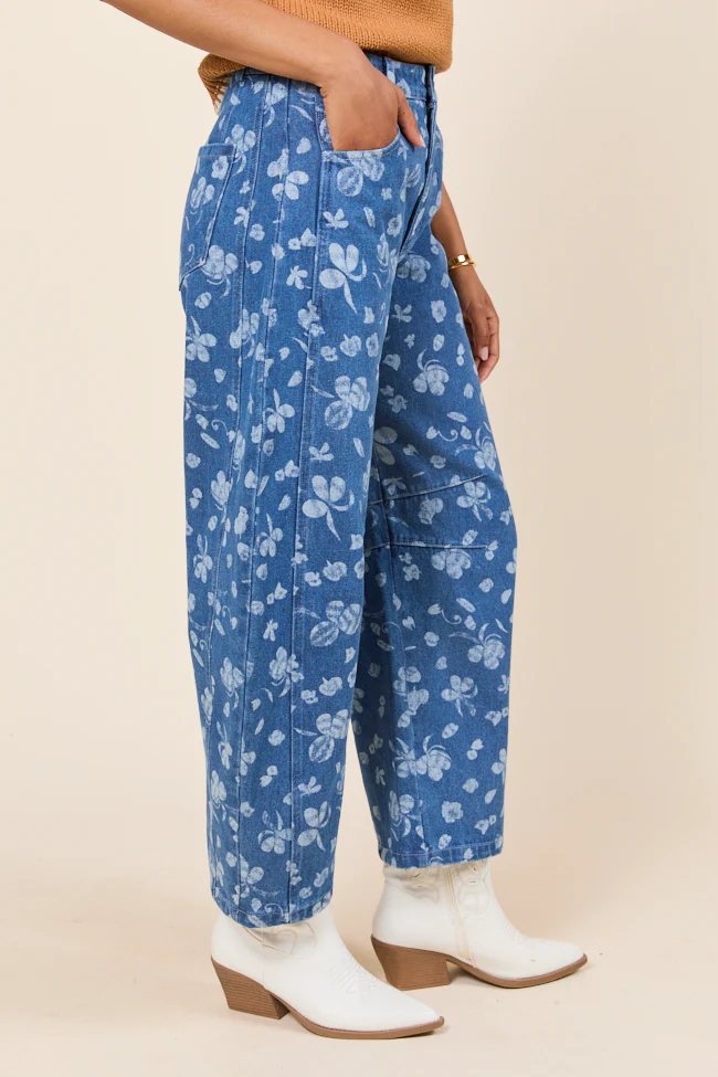 Katie Floral Printed Barrel Jeans FINAL SALE - Image 5