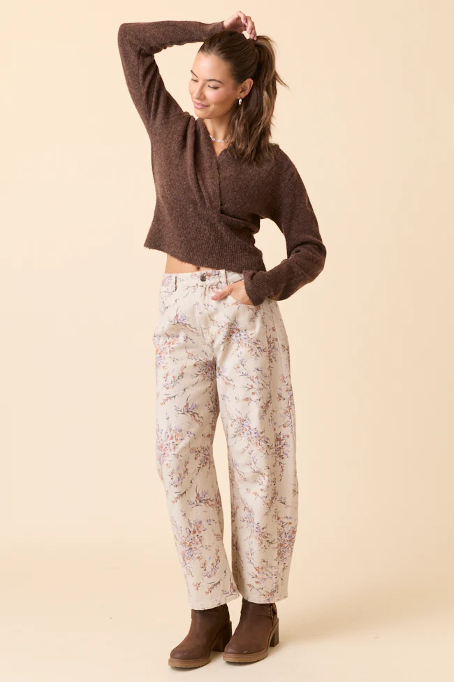 Kayce Brown Hooded V-Neck Surplice Sweater FINAL SALE - Image 4