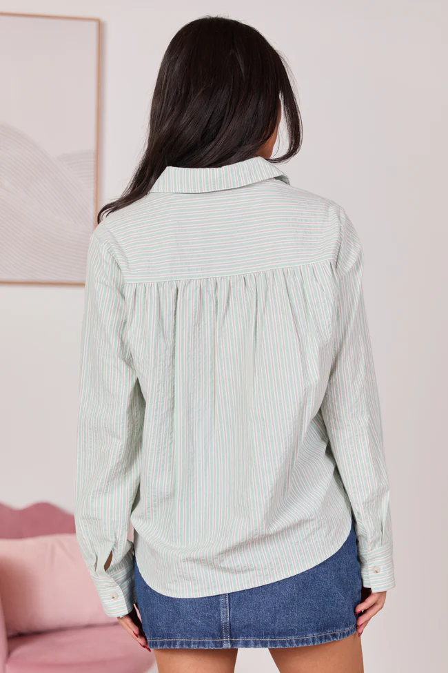 Kaylee Green Striped Shirt FINAL SALE - Image 5