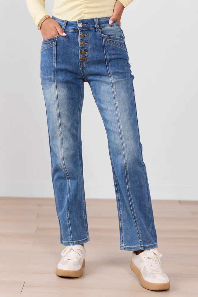 Kendall Seamed Straight Leg Jeans - Image 3