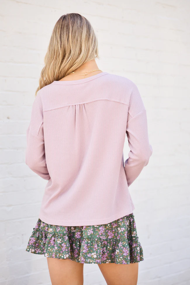 Kenna Muted Lilac Long Sleeve Henley Top FINAL SALE - Image 4