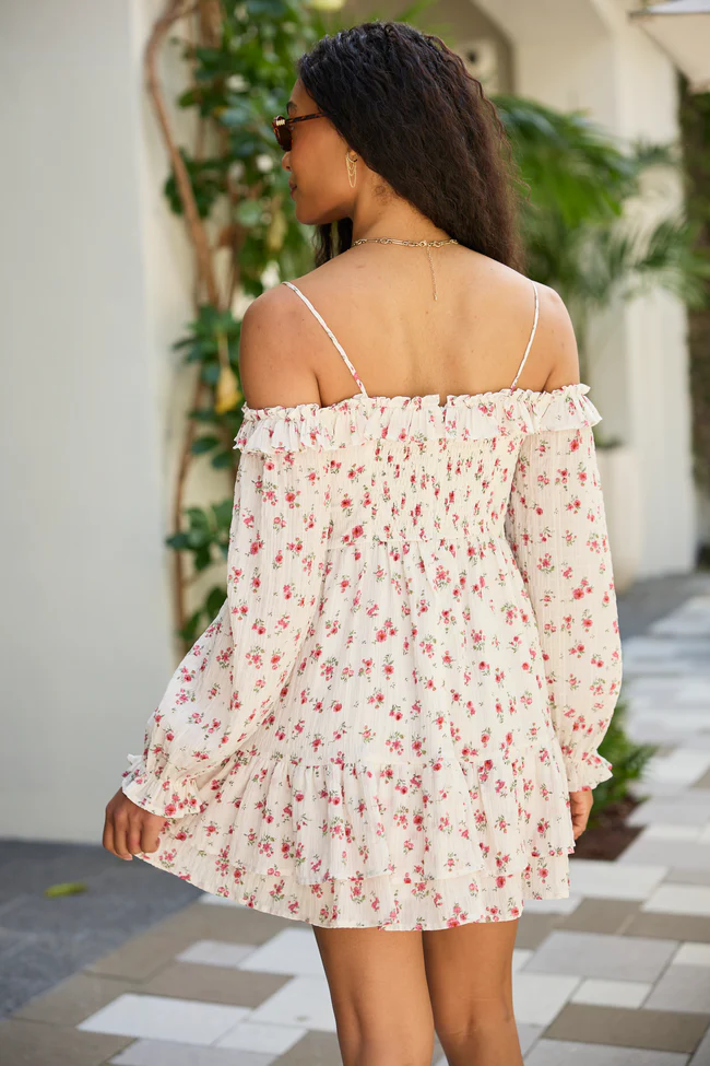 Kenzi Pink Floral Off The Shoulder Mini Dress - Image 4