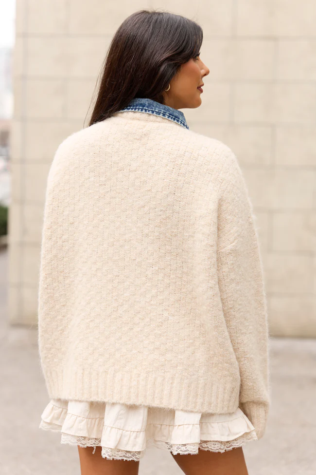 Kim Cable Knit And Denim Cardigan - Image 4