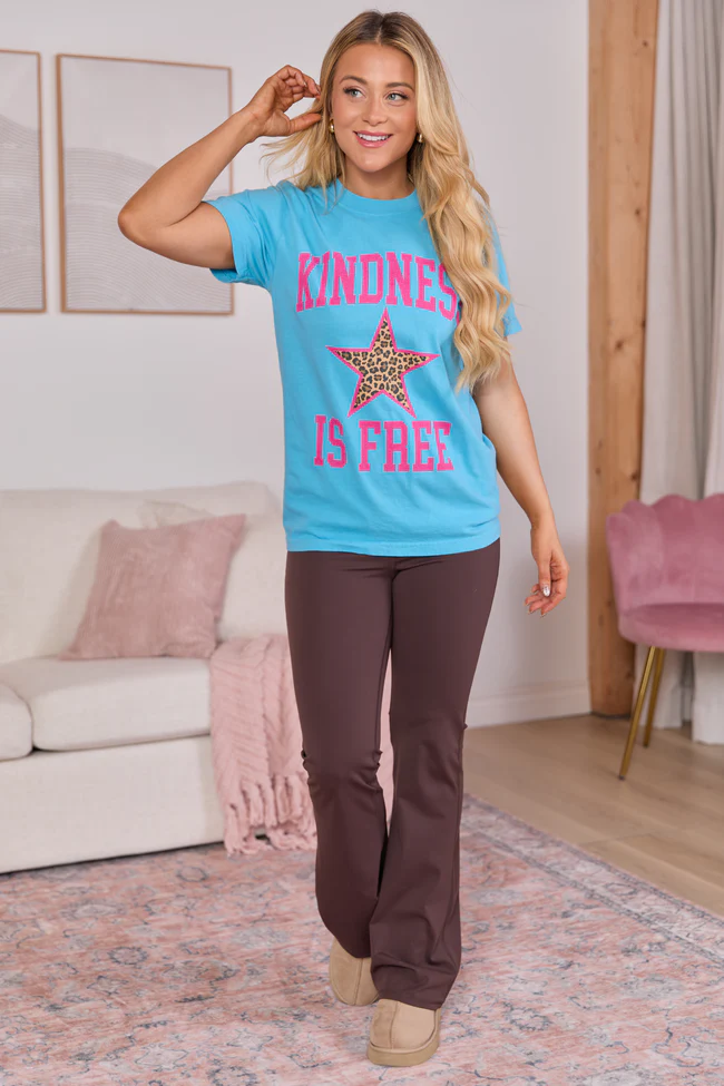 Kindness Is Free Aqua Blue Graphic Tee - Image 4