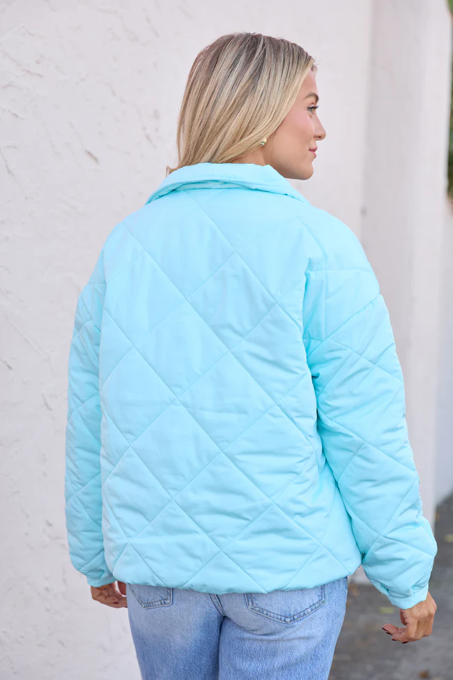 Kylan Sea Green Button Up Puffer Jacket FINAL SALE - Image 5