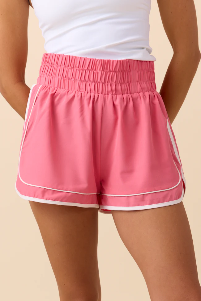Kyra Pink Contrast Trim Shorts FINAL SALE - Image 2