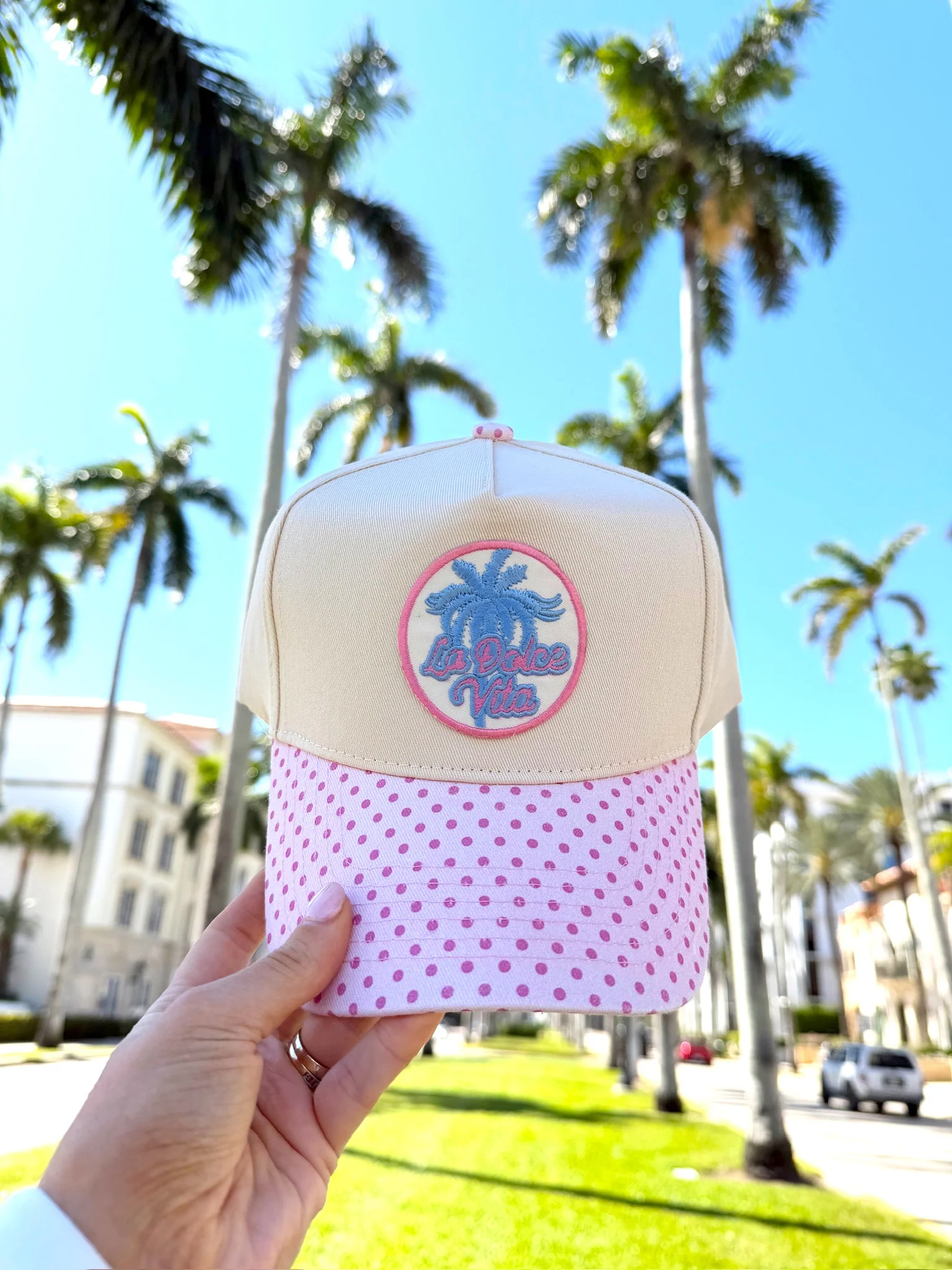 KenzKustomz Pink Polka Dot Trucker Hat - La Dolce Vita