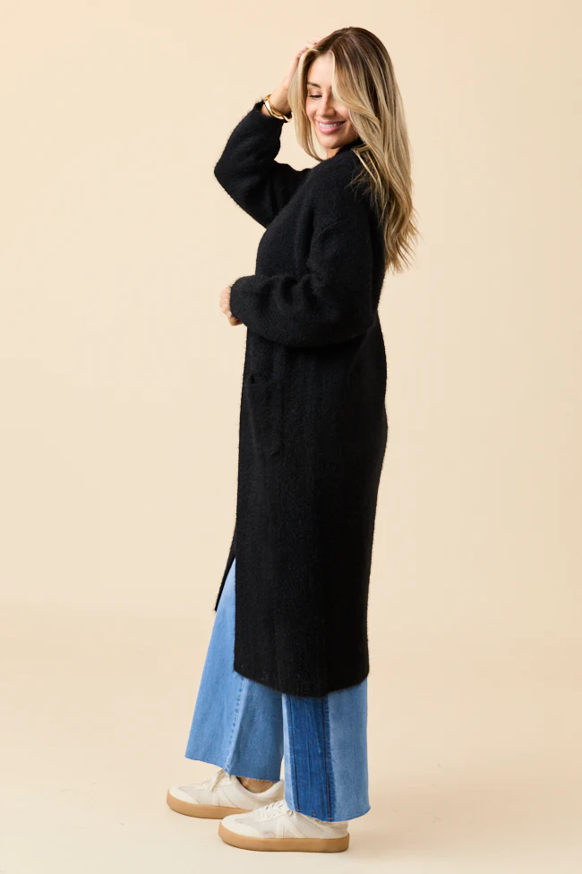 Laken Solid Black Sweater Coat FINAL SALE - Image 3