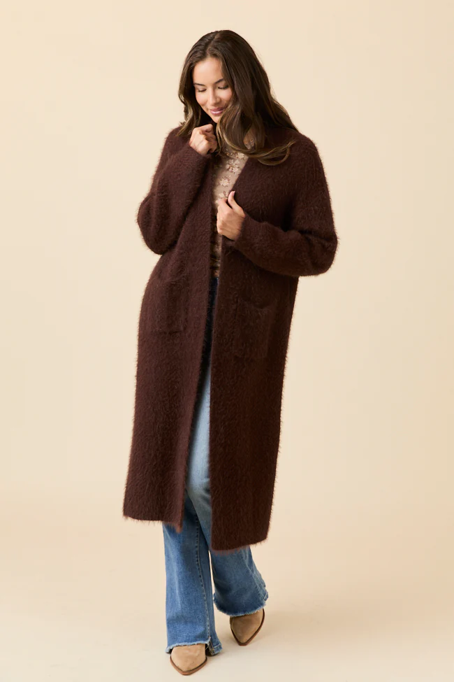 Laken Solid Brown Sweater Coat FINAL SALE