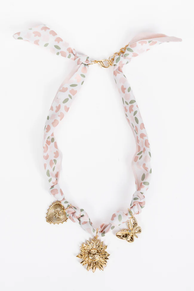 Laurel Pink Scarf Charm Necklace - Image 2