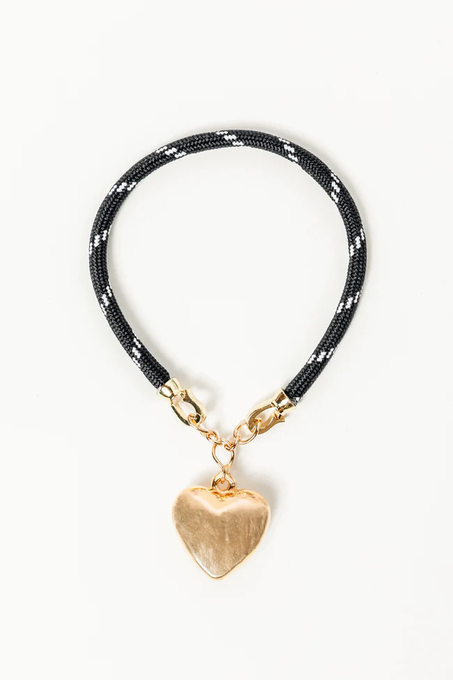 Lea Black Puff Heart Bracelet FINAL SALE