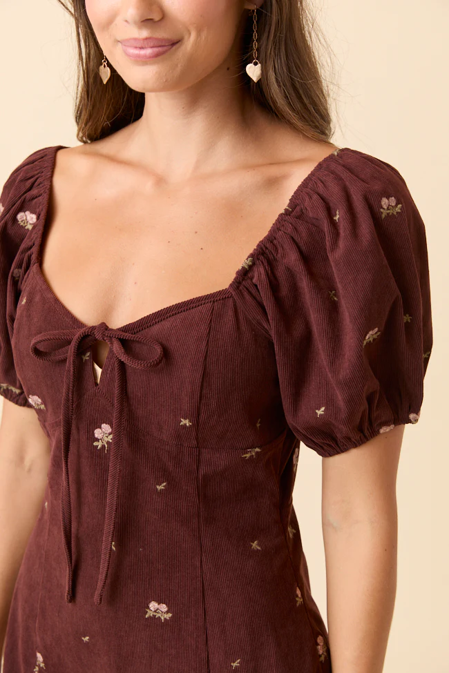 Leigh Brown Floral Embroidered Mini Dress FINAL SALE - Image 9
