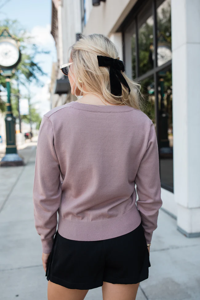 Let's Be Honest Mocha V-Neck Sweater FINAL SALE - Image 4