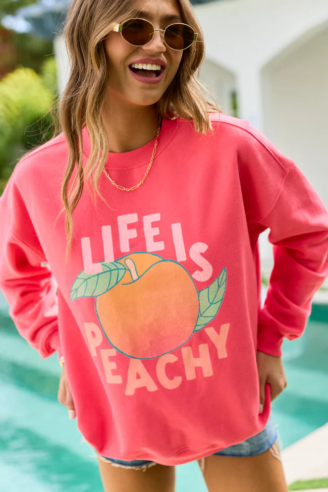 Life Is Peachy Light Red Graphic Sweatshirt - Image 2