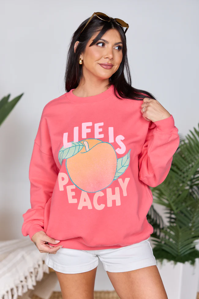 Life Is Peachy Light Red Graphic Sweatshirt - Image 6