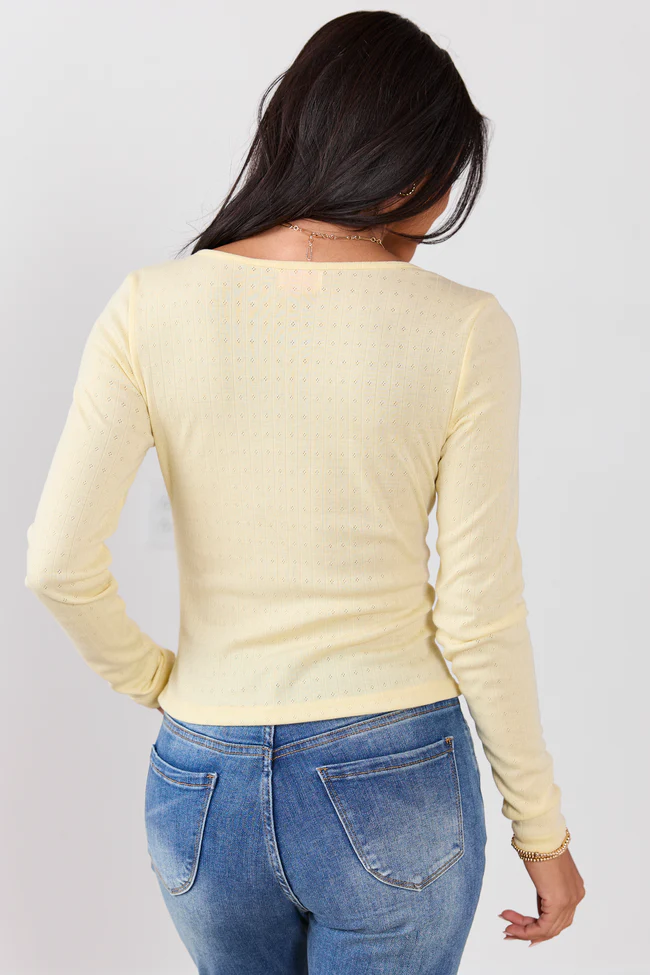 Lillian Yellow Ruched Front Long Sleeve Top - Image 4