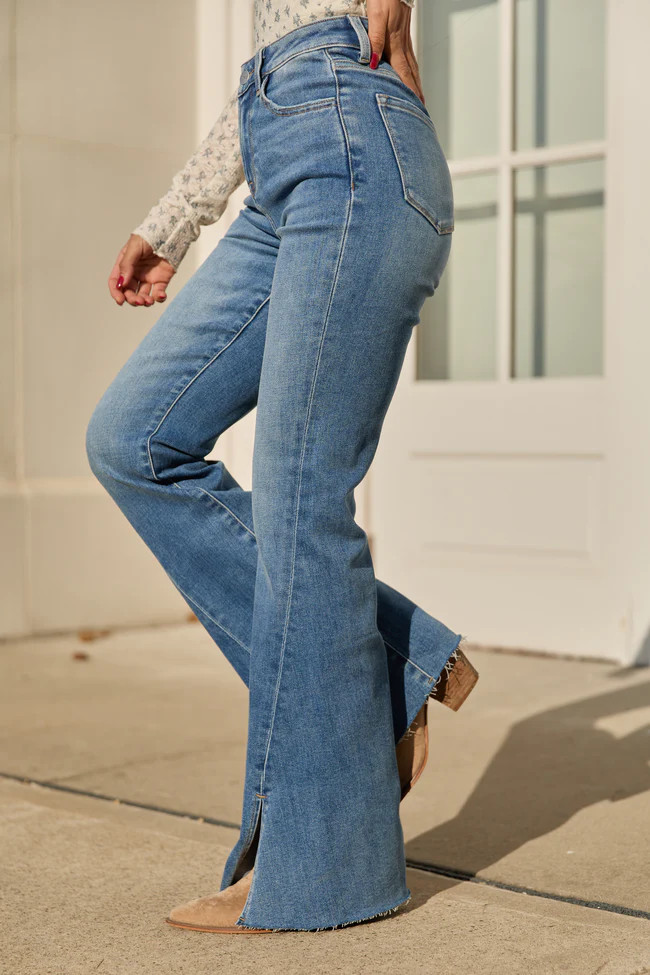 Lindsey Split Hem Flare Jeans - Image 3