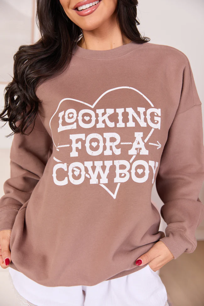 Looking For A Cowboy Mocha Graphic Sweatshirt - Image 2