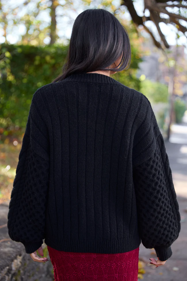 Louisa Black Cable Knit Cardigan FINAL SALE - Image 4