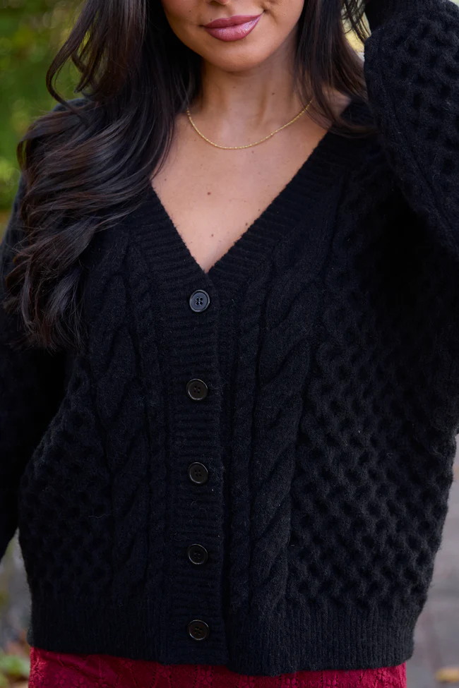 Louisa Black Cable Knit Cardigan FINAL SALE - Image 5