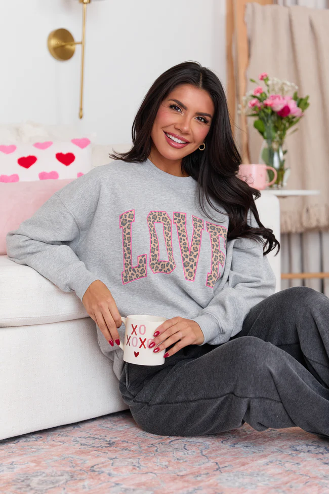 Love Block Leopard Light Grey Graphic Sweatshirt - Image 5