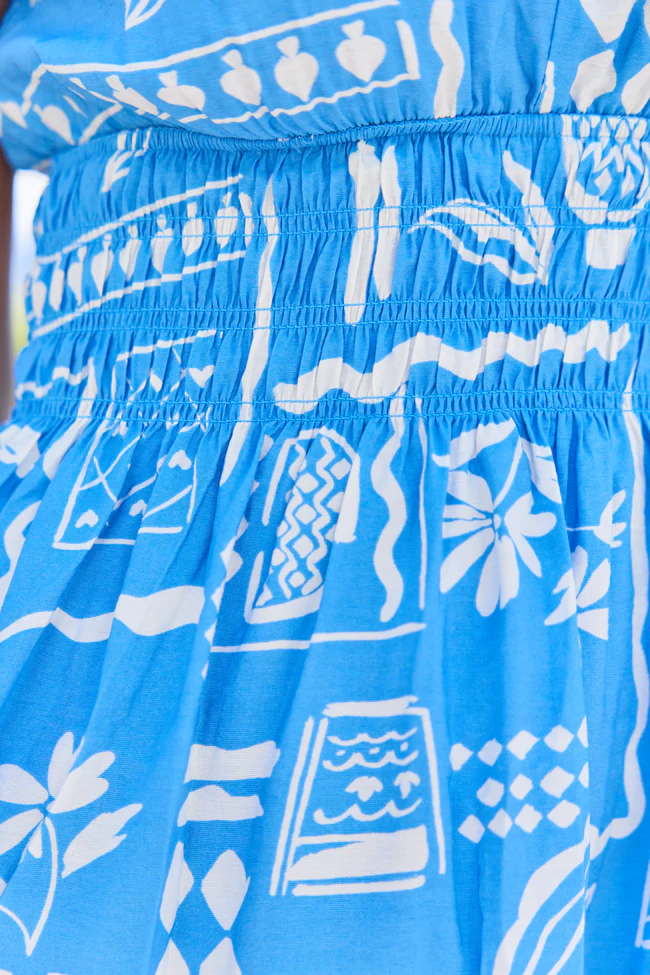 Low Tide Blue Icon Print Mini Dress - Image 5