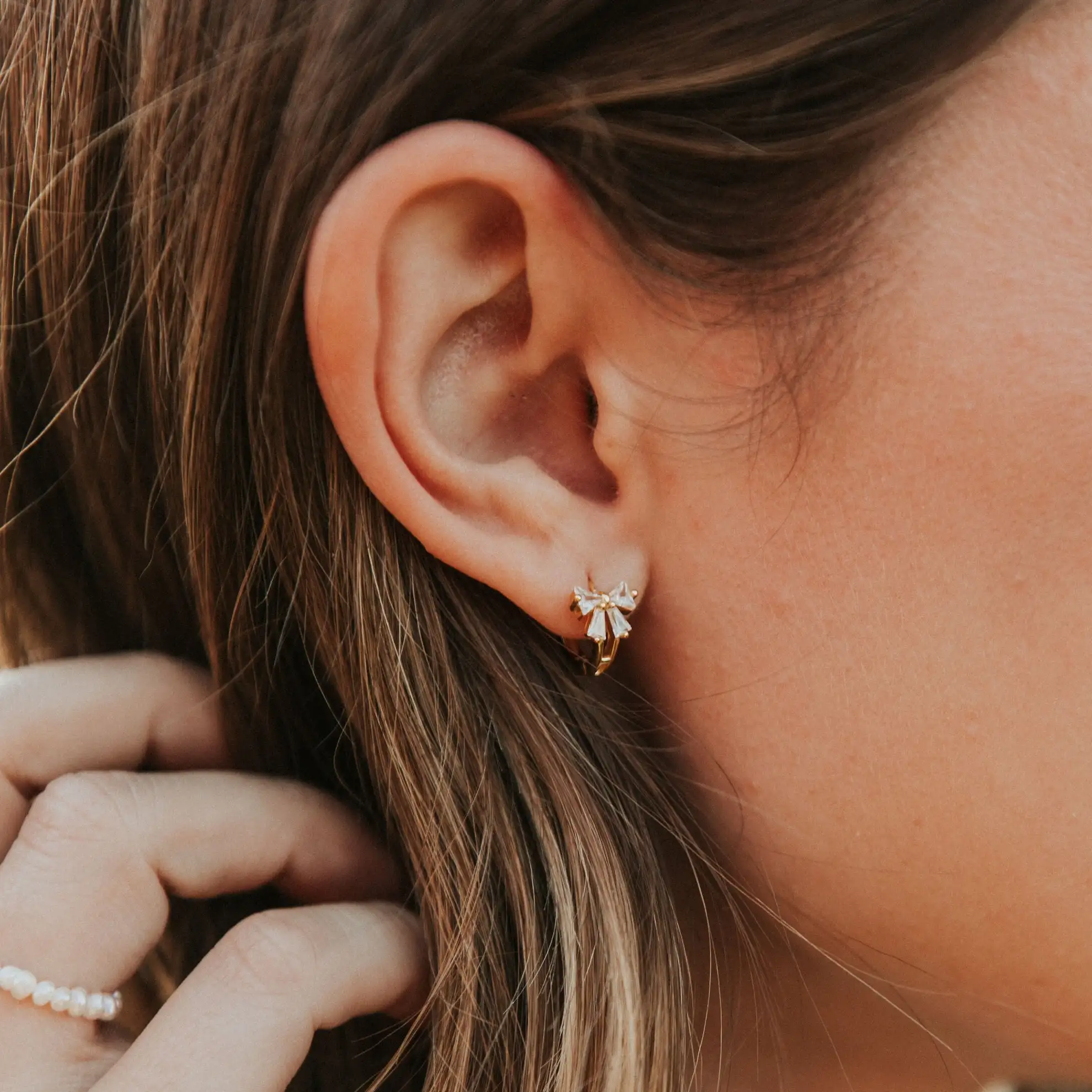 Lucy Diamond Bow Hoop Earrings