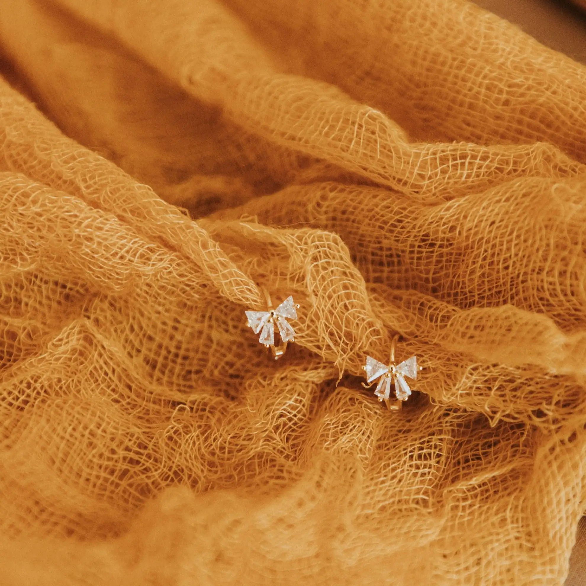 Lucy Diamond Bow Hoop Earrings - Image 2