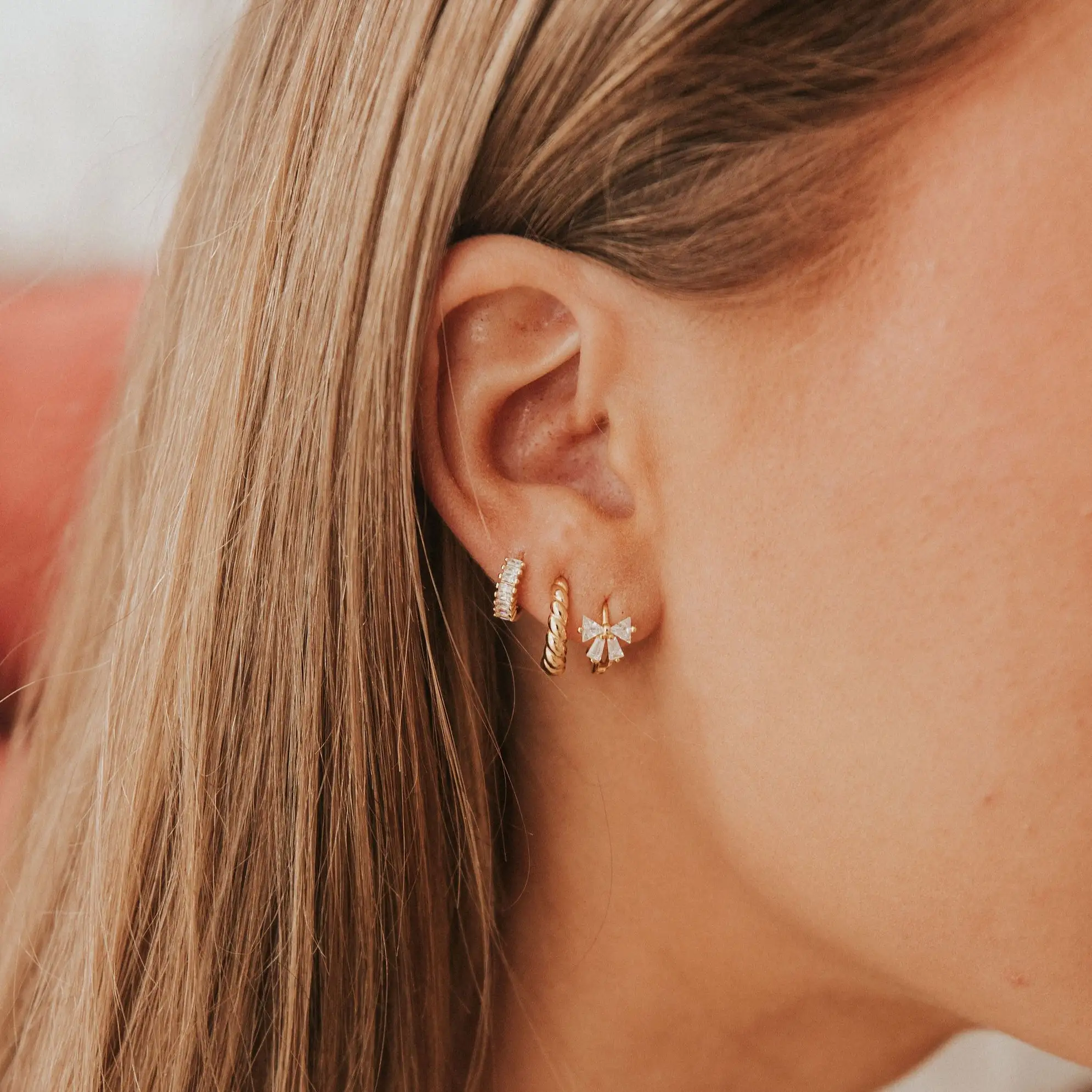 Lucy Diamond Bow Hoop Earrings - Image 4