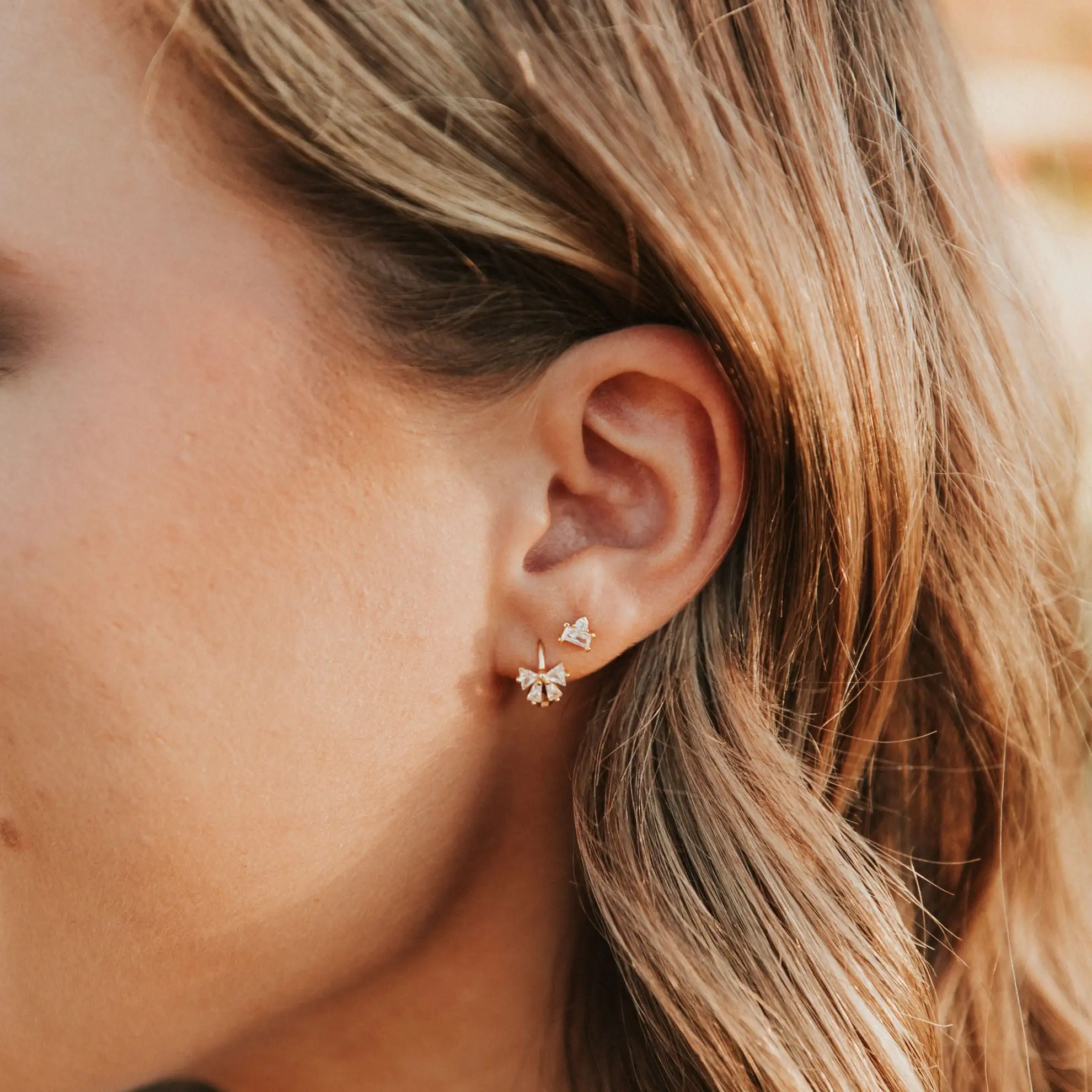 Lucy Diamond Bow Hoop Earrings - Image 6